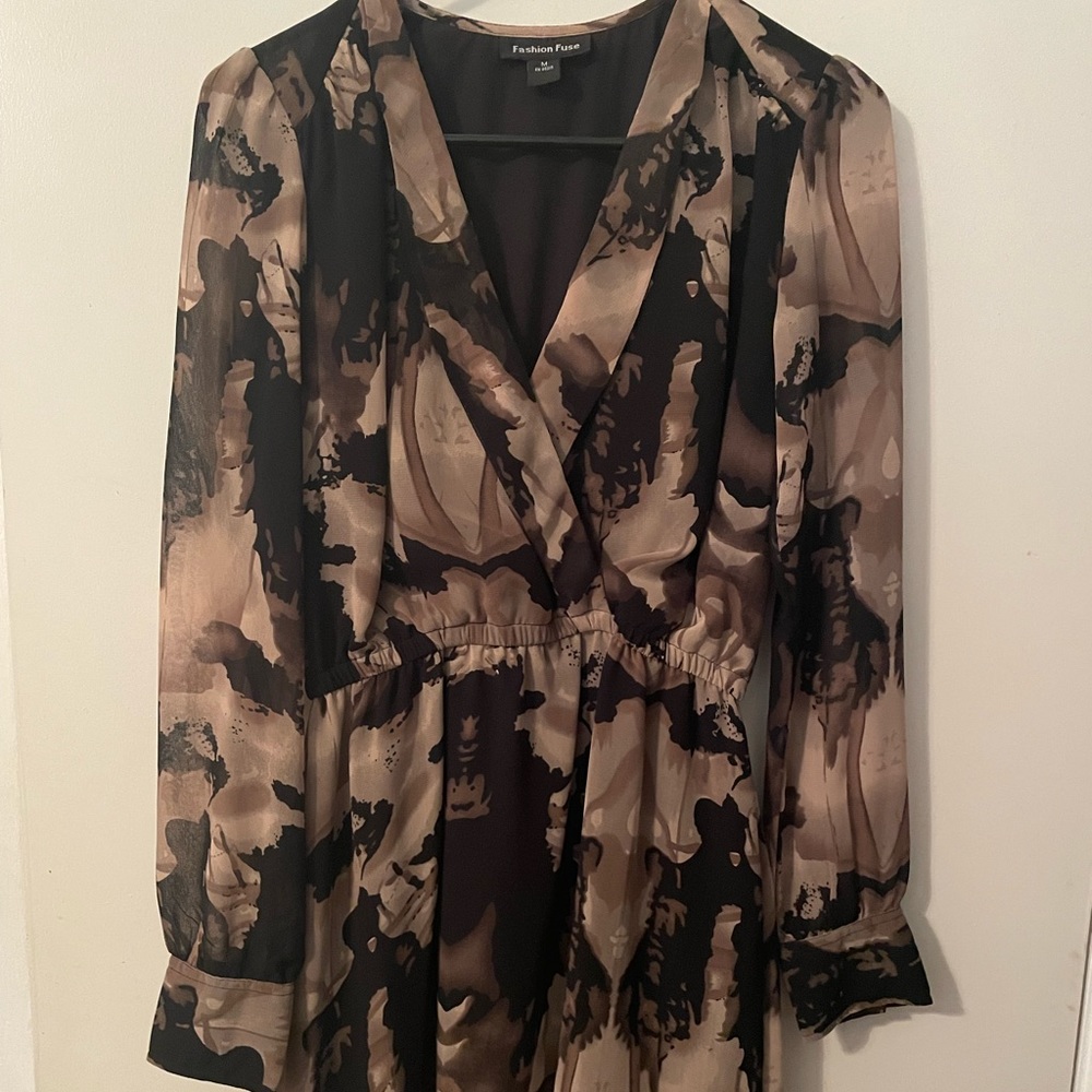 Brown and Black long sleeve dress